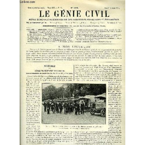 Le Génie Civil Tome Lxv N° 15 - Automobiles : L Épreuve Militaire D Endurance Des Automobiles De Poids Lourds. Du 1er Au 30 Juillet 1914 Par Ducroc. Métallurgie : Les Alliages Métalliques Et Leurs(...)
