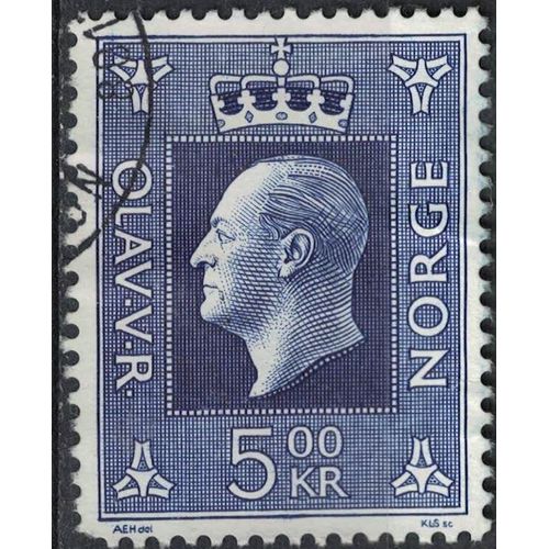 Norvège 1970 Oblitéré Used King Olav V Roi 5 Kr Bleu Violet Su
