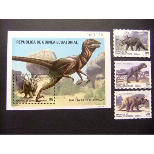 Guinea Ecuatorial Fauna Prehistorica Dinosaurios1994 Yvert 182 / 185 ** Mnh