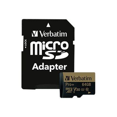 Verbatim PRO+ - Carte mémoire flash (adaptateur microSDXC vers SD inclus(e)) - 64 Go - UHS Class 3 / Class10 - microSDXC UHS-I