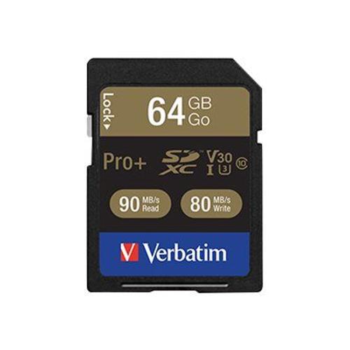 Verbatim PRO+ - Carte mémoire flash - 64 Go - UHS Class 3 / Class10 - SDXC UHS-I