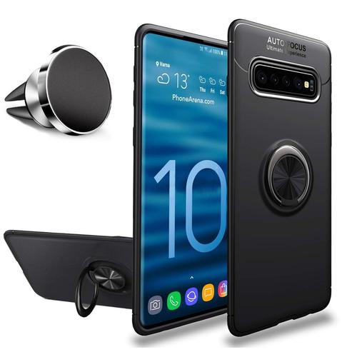 Pack Coque Magnétique Aimantée Housse Protection Samsung Galaxy S10 Avec Support Stand Voiture Magnétique À Grille D'aération Universel Sans Fil