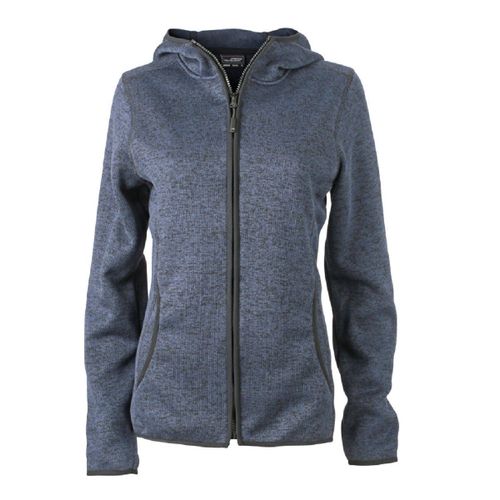 Veste Tricot Polaire ? Capuche Femme- Jn588 - Bleu Denim Chin?