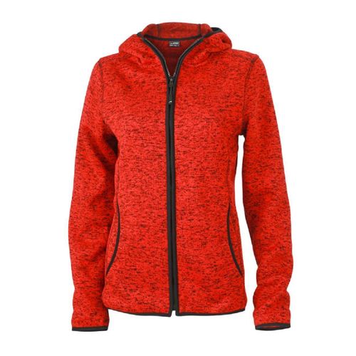Veste Tricot Polaire ? Capuche Femme- Jn588 - Rouge Chin?