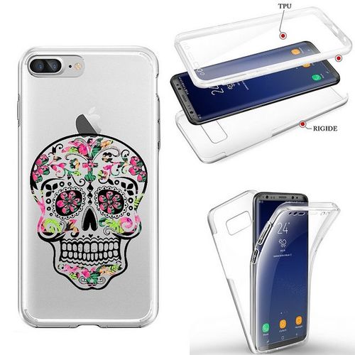 Coque Iphone 6 Plus Integrale Mort Mexicaine Fleur Rose Calavera Transparente