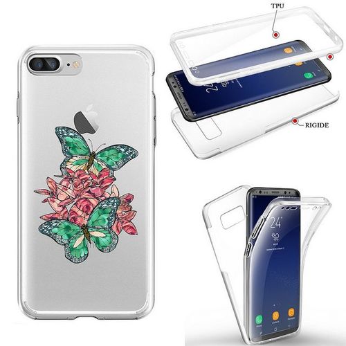 Coque Iphone 6 Plus Integrale Papillon Emeraude Rose Fleur Transparente