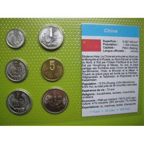 Lot/Set De 6 Pièces De Monnaie Neuves 1 - 2 - 5 Fen - 1 - 5 Jiao - 1 Yuan - République Populaire De Chine - Asie - 1984/1999