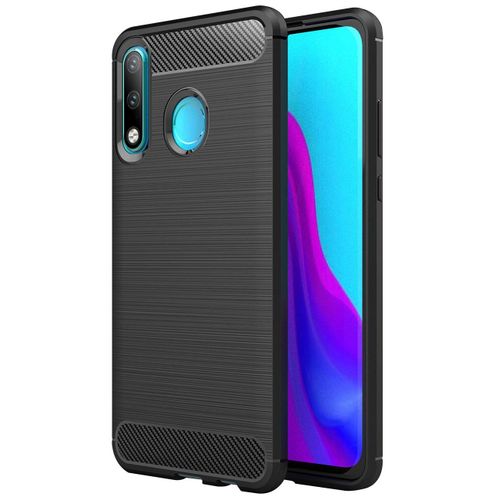 Huawei P30 Lite Housse Etui Housse Coque De Protection Silicone Fibre De Carbone [Noir]