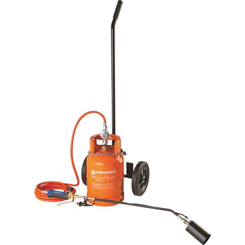 DESHERBEUR THERMIQUE ALLUMAGE PIEZZO BOUTEILLE GAZ SUR CHARIOT TUYAU 4M