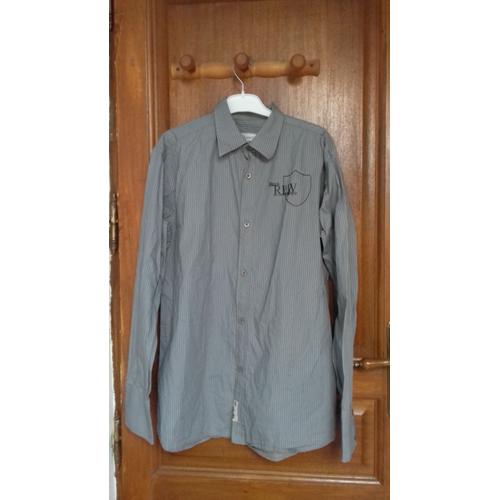 Chemise Homme Grise Rayure Bleue Rica Lewis Xl