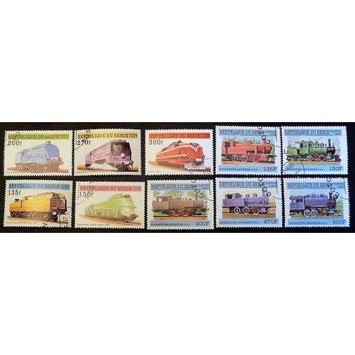 Benin (Dahomey) Lot De 10 Timbres De 1997 Locomotives