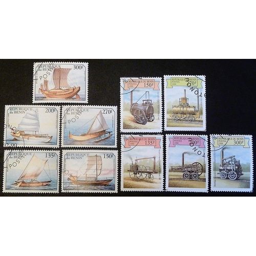Benin (Dahomey) Lot De 10 Timbres De 1999 Bateaux,Machines À Vapeur