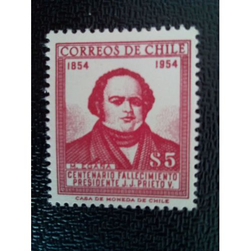 Timbre Chili Yt 256 Centenaire De La Mort Du Président Joaquin Prieto 1955