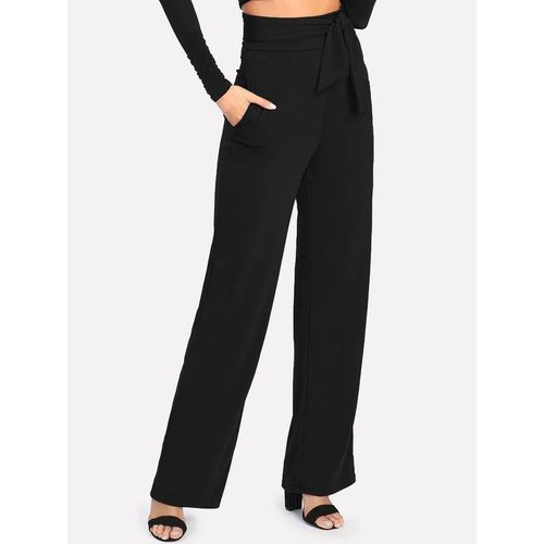 Pantalon Noir Large Taille Haute Tl