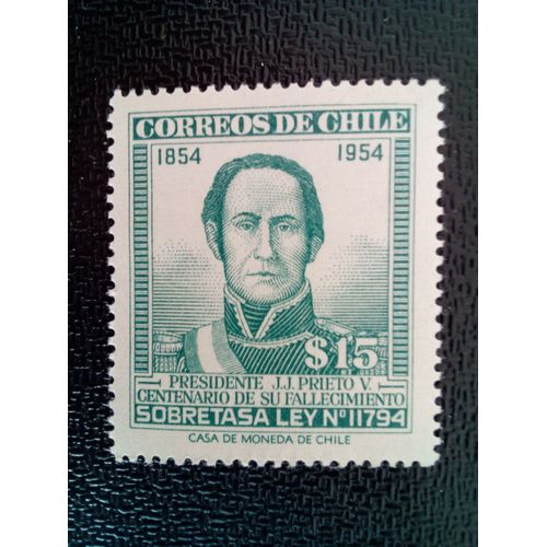 Timbre Chili Yt 258 José Joaquín Prieto Vial (1786-1854) 1957