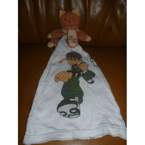 Doudou Chat Orange Avec Mouchoir Imprimé Garçon Sucre D'orge