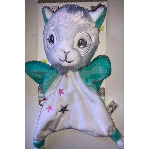 Doudou Peluche Lama Blanc Vert D'eau Etoiles Roses & Gris Jouet Bebe Ours Chat Tom & Zoe Cmp French Design