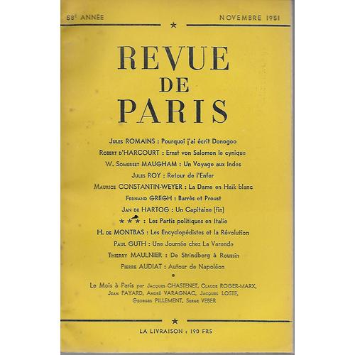 Revue De Paris - Novembre 1951