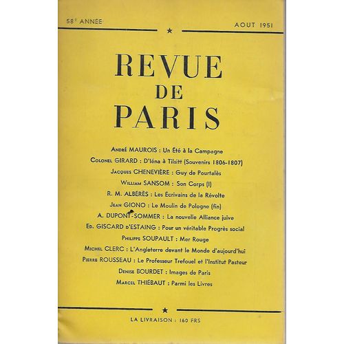 Revue De Paris - Août 1951