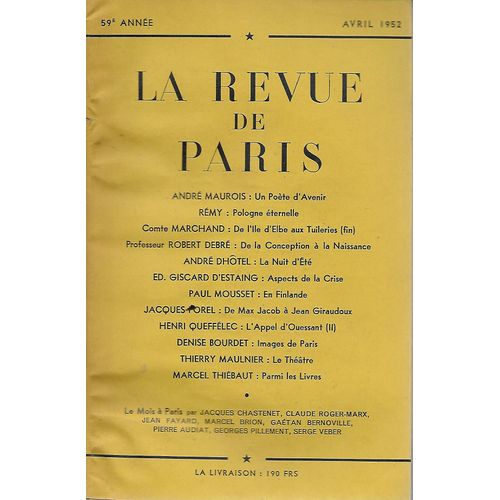 Revue De Paris - Avril 1952