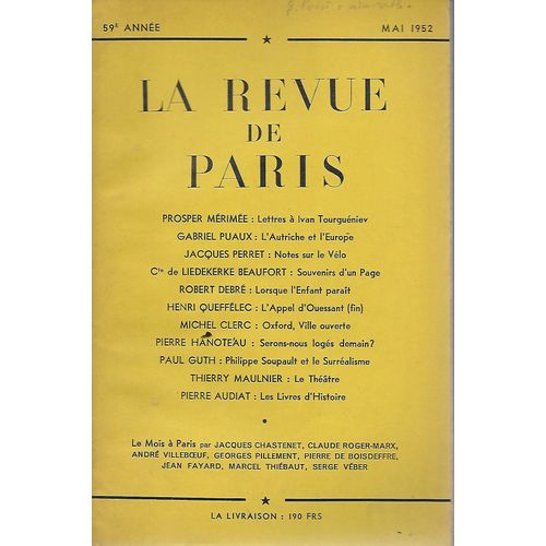 Revue De Paris - Mai 1952
