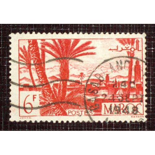 Maroc N° 258 Oblitéré De 1947-49 - 6f Rouge « Oasis »