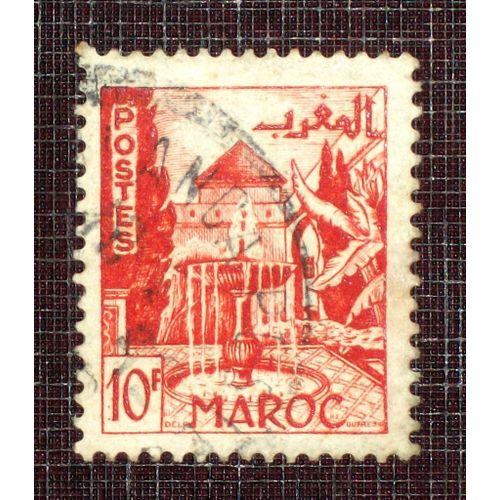 Maroc N° 284 Oblitéré De 1949 - 10f Rouge-Orange « Jardins De Meknès »