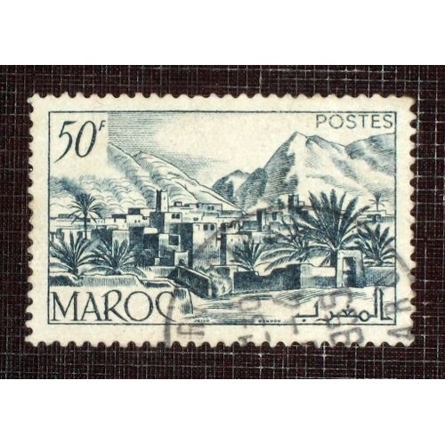 Maroc N° 293 Oblitéré De 1950 - 50f Bleu-Noir « Vallée Du Todra »