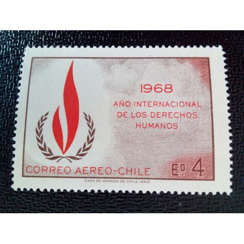 Timbre Chili Yt Pa 261 Flamme Des Droits De L'homme 1969