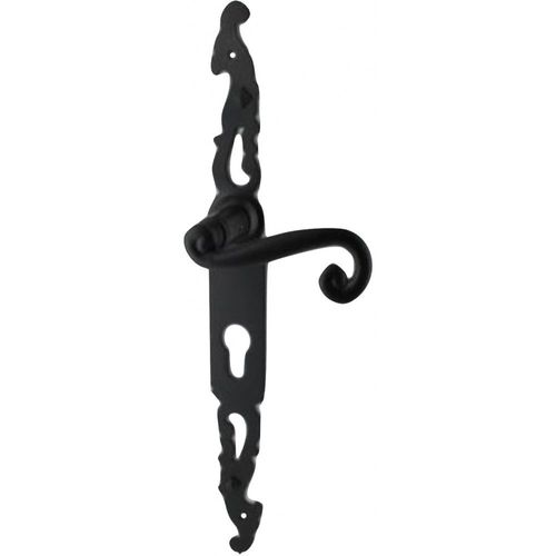 Poignées de porte-fenêtre fer forgé COQ noir saillie rehaussée Trou de cylindre i 330X36 mm