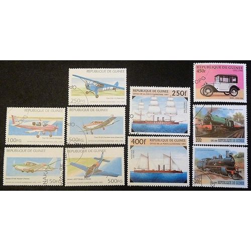 Guinée Oblitéré Lot De 10 Timbres De 1995-98 Transports