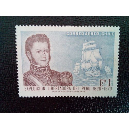 Timbre Chili Yt Pa 274 Bernardo O'higgins Et La Flotte 1971