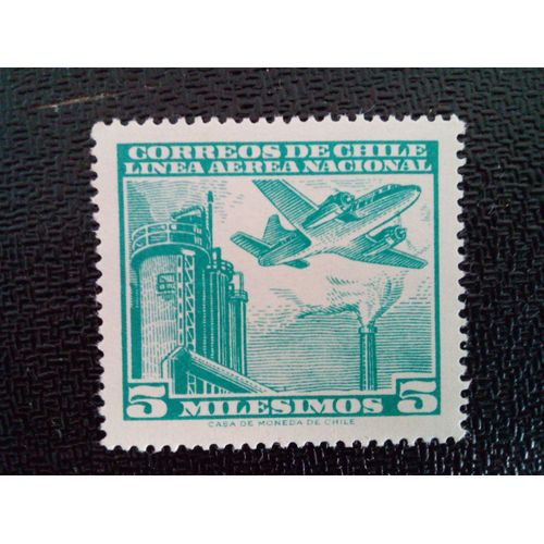 Timbre Chili Yt Pa 195 Avion Et Usine 1960