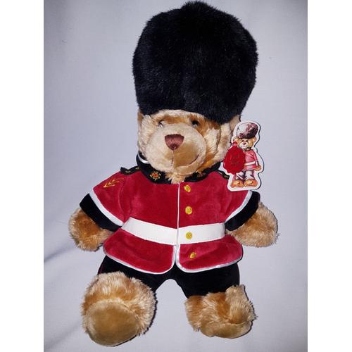 Peluche Guardsmann Ours Ourson Bear Collection Marron Rouge Noir Brun Doudou Enfant Jouet Bebe Naissance Peluche 40 Cm Environ