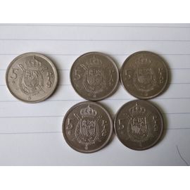 Lot De 5 Pièces De 5 Pesetas Années 1970 & 1980