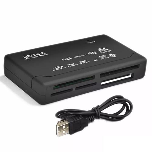 Lecteur USB 2.0 All in one multi carte mémoire : Micro Mini SD / SDHC TF M2 MMC MS Duo Compact flash XD - Noir