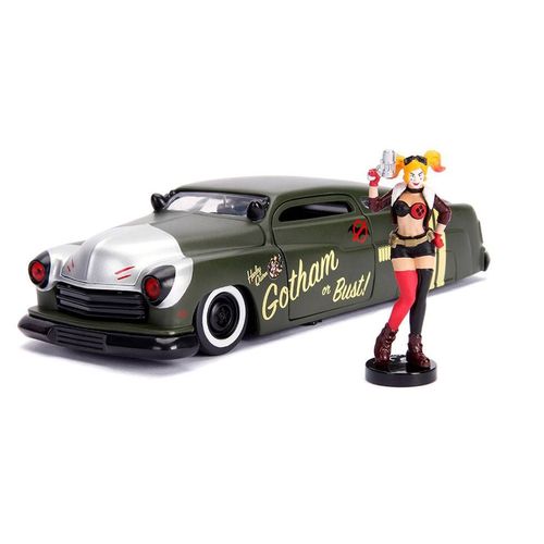Dc Bombshells Hollywood Rides 1/24 1951 Mercury Métal Avec Figurine Harley Quinn