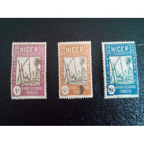 Timbre Niger Yt 29 - 31 - 33 Puisant L'eau Du Puits 1926