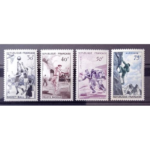 Série Sports De 1956 - 1072 Basket-Ball + 1073 Pelote Basque + 1074 Rugby + 1075 Alpinisme Neufs** Luxe (= Sans Trace De Charnière) - Cote 26,00 - France Année 1956 - N10110