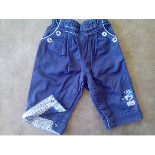 Pantalon Fille Toile Marine - Sergent Major - T 6mois