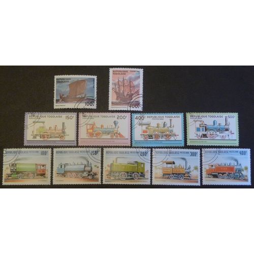 Togo Oblitéré Lot De 11 Timbres De 1996 Locomotives Et Bateaux