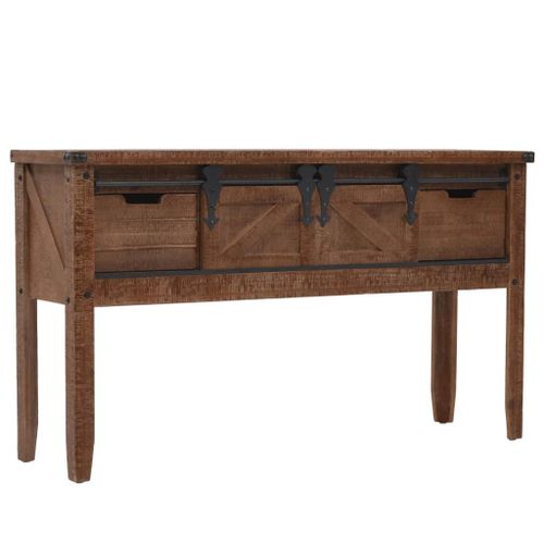 Table Console Bois Massif De Sapin 131 X 35,5 X 75 Cm Marron