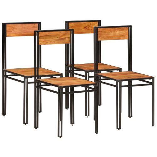 Chaises À Dîner 4 Pcs Bois D'acacia Et Finition En Sesham