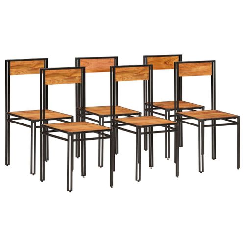 Chaise À Dîner 6 Pcs Bois D'acacia Massif Et Finition En Sesham