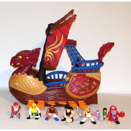 Bateau Pirates Dragon Ou Drakkar Avec 6 Figurines Mattel 2010