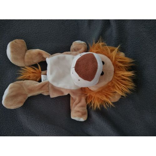 Doudou Peluche Marionnette Lion Marron Beige Blanc Cp International