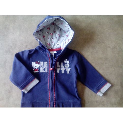 Veste, Tissu Sweat, À Capuche - Hello Kitty- T 6 Mois