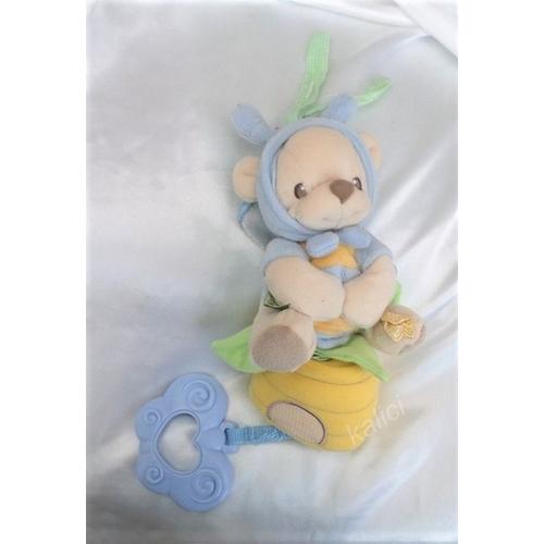 Doudou Peluche Musical Ours Déguisé En Papillon Bleu Jaune Beige Nature Bearries - Fisher Price