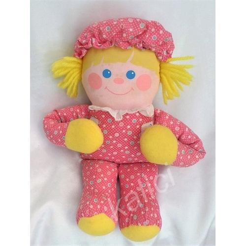 Peluche Doudou Poupée Rose Jaune Ronds Scratch 1984 - Fisher Price