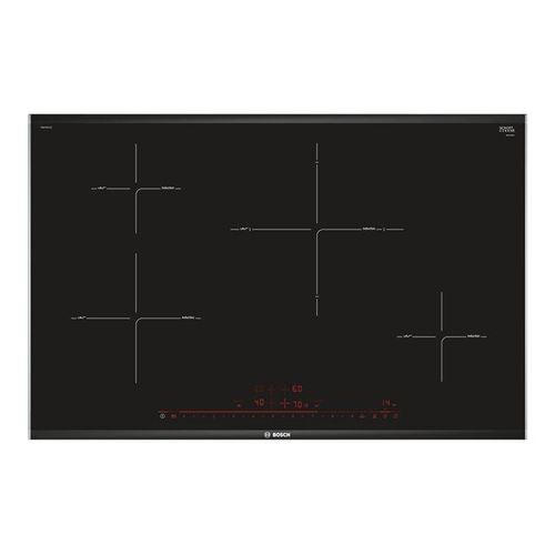 Bosch Serie 8 PIE875DC1E - comfortDesign - table de cuisson à induction - 4 plaques de cuisson - Niche - largeur : 75 cm - profondeur : 49 cm - noir - avec garnitures latérale en acier...